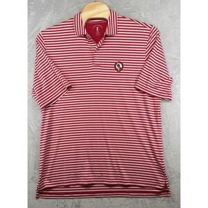 Fairway & Greene Tech Pinehurst No. 2 1907 Red Striped Polo Shirt Men's Size 2XL
